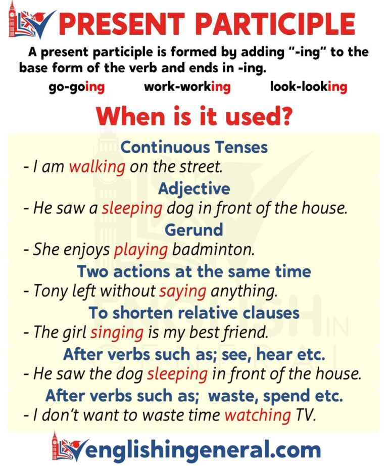present participle meaning in english