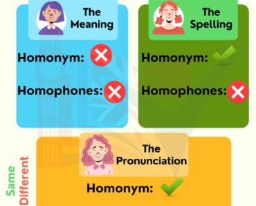 What is the difference between Homophones and Homonyms ?